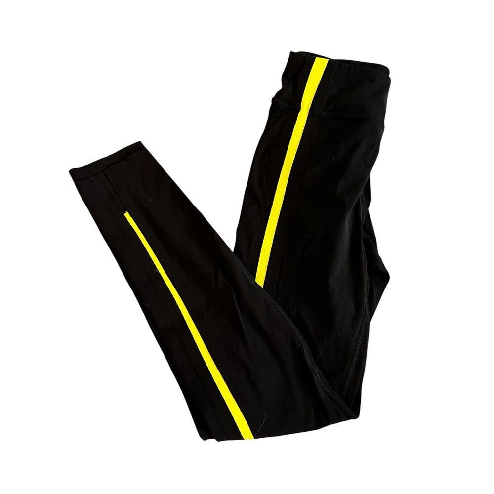 Zyia Active 7/8 Leggings‎ Black Neon Tape Luxe Hi-Rise Womens Size 2